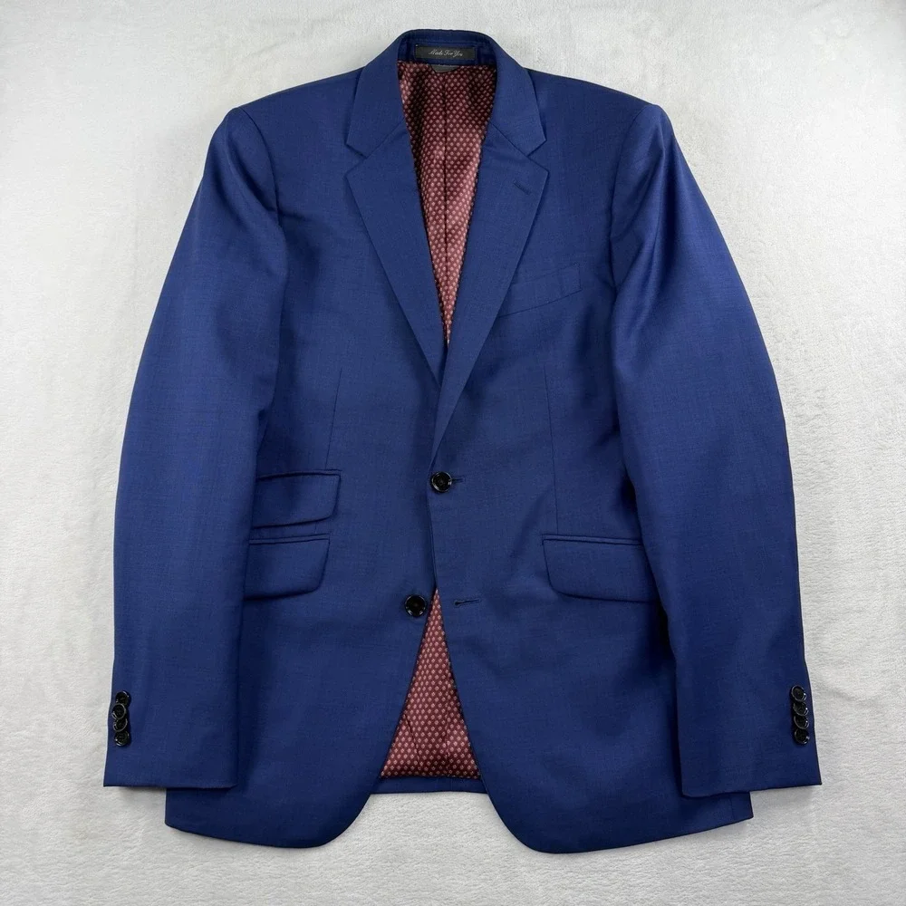 Indochino Royal Blue Suit Mens 38R Pants 30x29 100% Wool Slim Fit Career Wedding